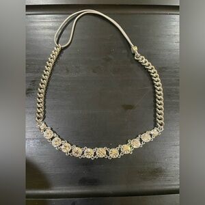 EUC Henri Bendel Elegant Crystal and Silver toned chain Headband